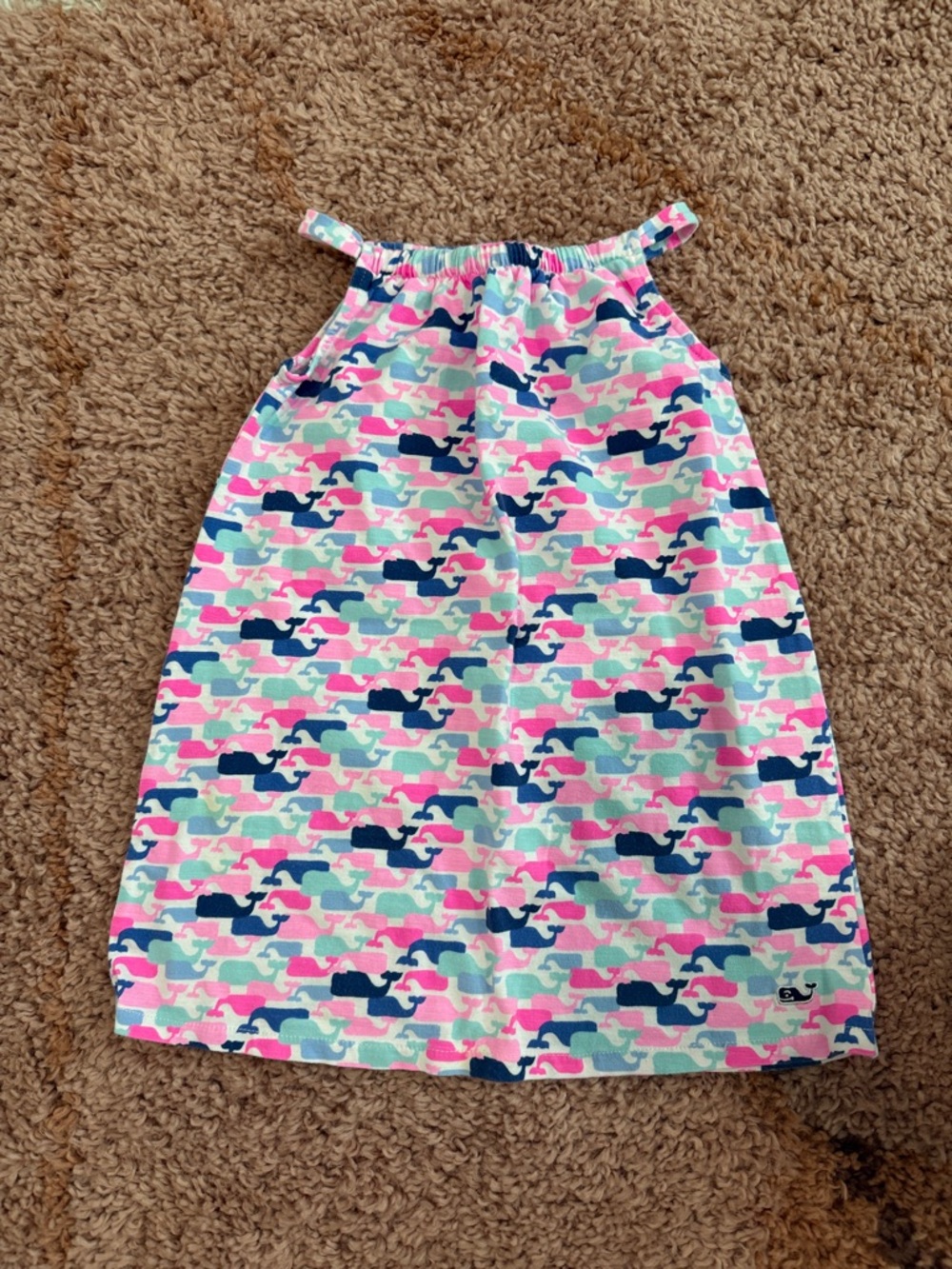 Vineyard Vines Girls Whale Print Tank Dress - Pink, Navy, Aqua